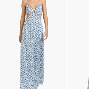 Sachin + Babi Blue and White Floral Maxi Dress